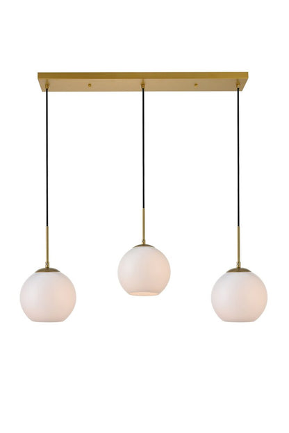 Elegant Furniture & Lighting - Baxter 3 Lights Brass Pendant With Frosted White Glass - LD2237BR veiw 1