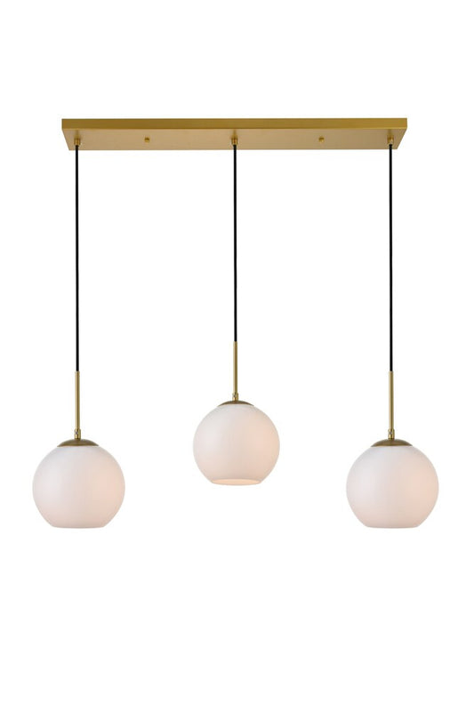 Elegant Furniture & Lighting - Baxter 3 Lights Brass Pendant With Frosted White Glass - LD2237BR veiw 1