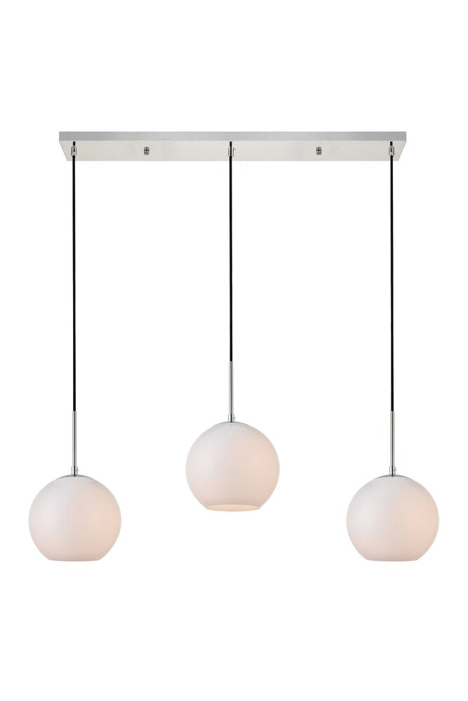 Elegant Furniture & Lighting - Baxter 3 Lights Chrome Pendant With Frosted White Glass - LD2237C veiw 1