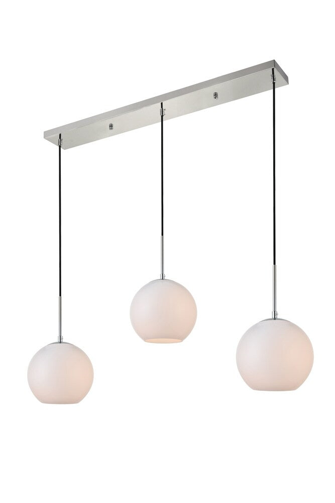 Elegant Furniture & Lighting - Baxter 3 Lights Chrome Pendant With Frosted White Glass - LD2237C veiw 3