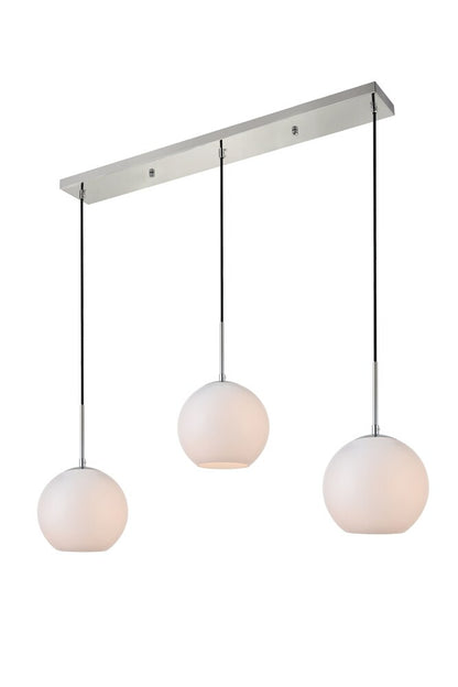 Elegant Furniture & Lighting - Baxter 3 Lights Chrome Pendant With Frosted White Glass - LD2237C veiw 3