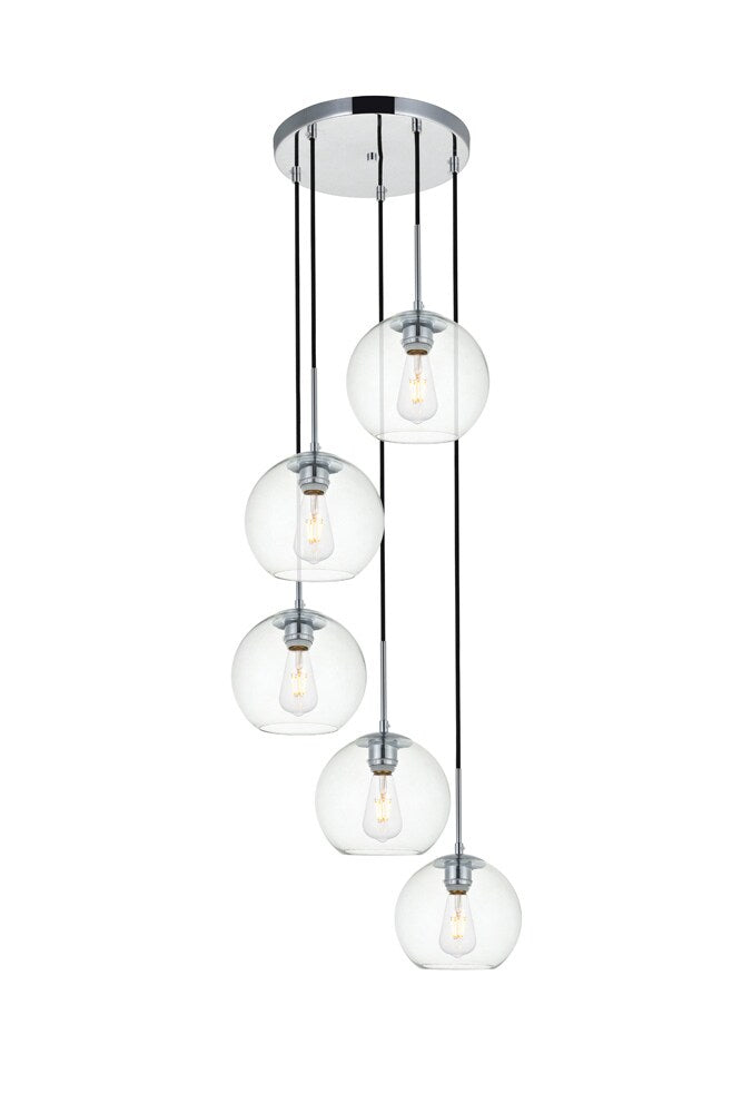 Elegant Furniture & Lighting - Baxter 5 Lights Chrome Pendant With Clear Glass - LD2226C veiw 1