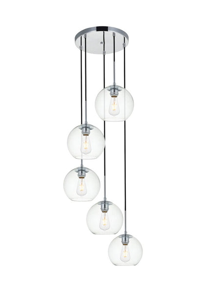 Elegant Furniture & Lighting - Baxter 5 Lights Chrome Pendant With Clear Glass - LD2226C veiw 1