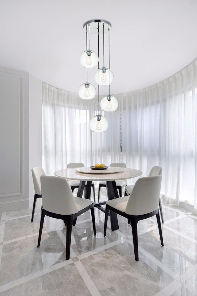 Elegant Furniture & Lighting - Baxter 5 Lights Chrome Pendant With Clear Glass - LD2226C veiw 2