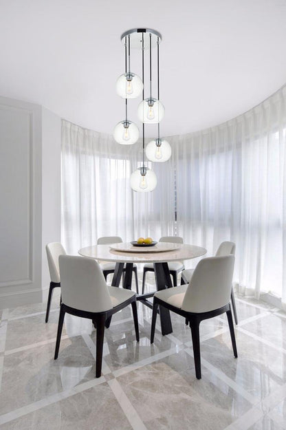 Elegant Furniture & Lighting - Baxter 5 Lights Chrome Pendant With Clear Glass - LD2226C veiw 2