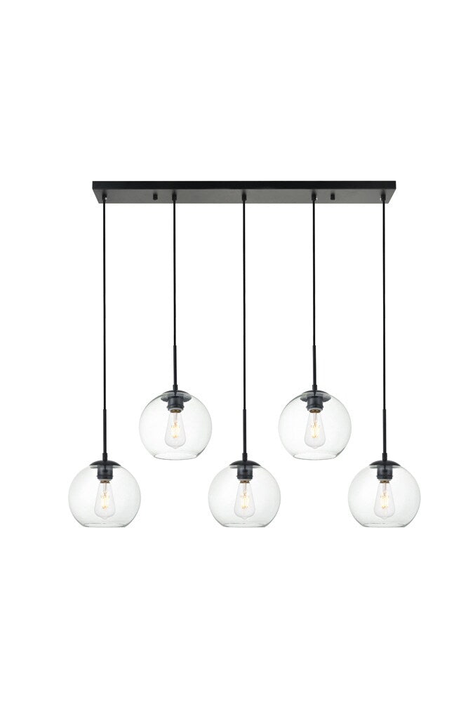 Elegant Furniture & Lighting - Baxter 5 Lights Black Pendant With Clear Glass - LD2228BK veiw 1