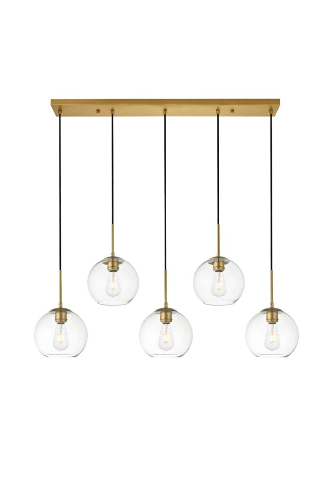 Elegant Furniture & Lighting - Baxter 5 Lights Brass Pendant With Clear Glass - LD2228BR veiw 1