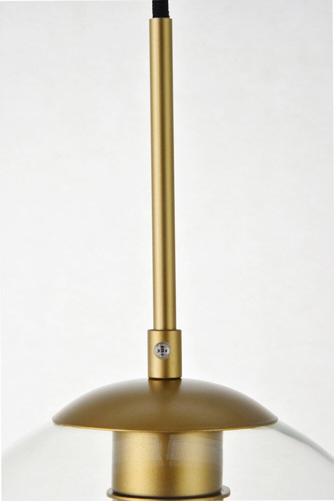 Elegant Furniture & Lighting - Baxter 5 Lights Brass Pendant With Clear Glass - LD2228BR veiw 4