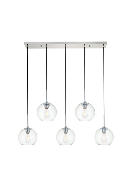 Elegant Furniture & Lighting - Baxter 5 Lights Chrome Pendant With Clear Glass - LD2228C veiw 1