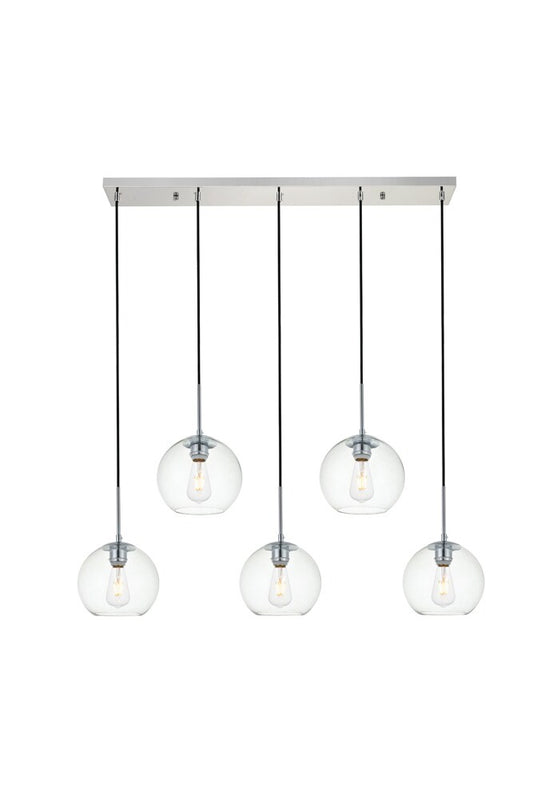 Elegant Furniture & Lighting - Baxter 5 Lights Chrome Pendant With Clear Glass - LD2228C veiw 1
