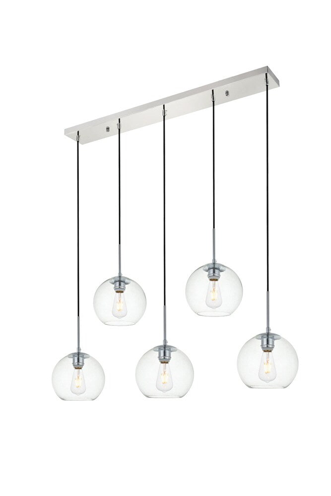 Elegant Furniture & Lighting - Baxter 5 Lights Chrome Pendant With Clear Glass - LD2228C veiw 3