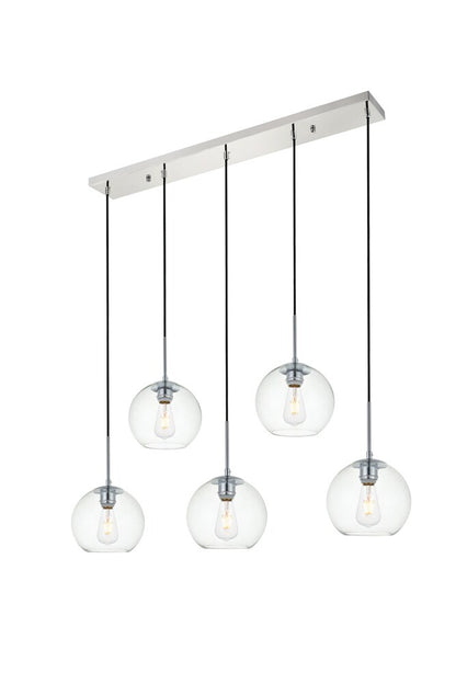 Elegant Furniture & Lighting - Baxter 5 Lights Chrome Pendant With Clear Glass - LD2228C veiw 3