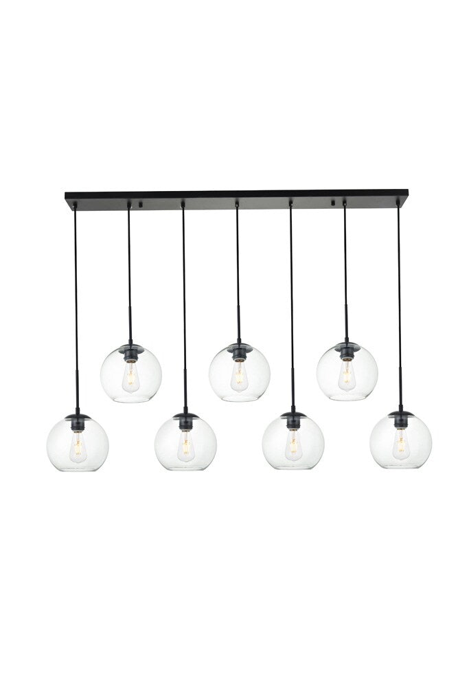 Elegant Furniture & Lighting - Baxter 7 Lights Black Pendant With Clear Glass - LD2230BK veiw 1