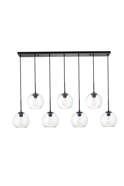 Elegant Furniture & Lighting - Baxter 7 Lights Black Pendant With Clear Glass - LD2230BK veiw 1