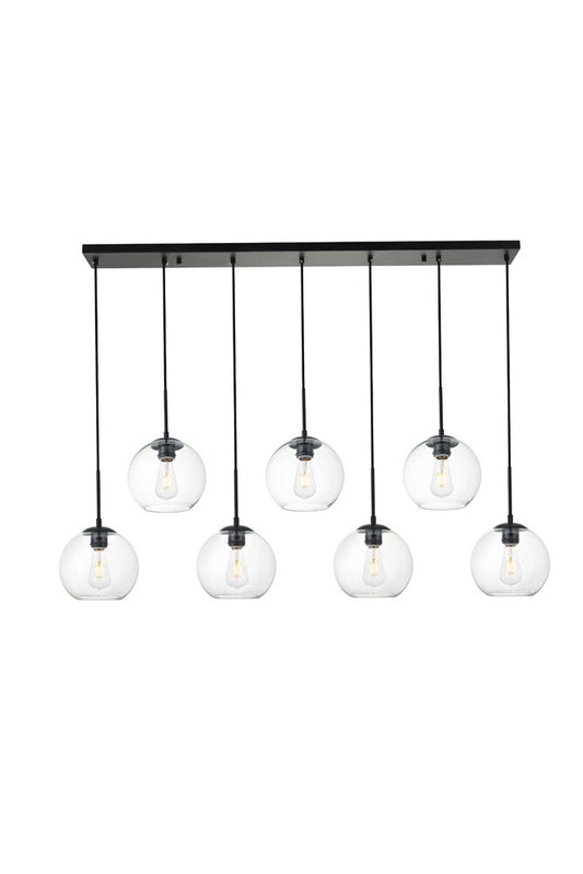 Elegant Furniture & Lighting - Baxter 7 Lights Black Pendant With Clear Glass - LD2230BK veiw 1