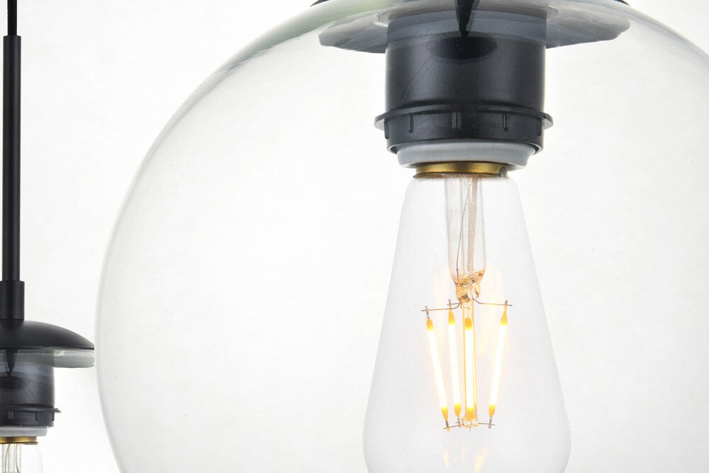 Elegant Furniture & Lighting - Baxter 7 Lights Black Pendant With Clear Glass - LD2230BK veiw 6