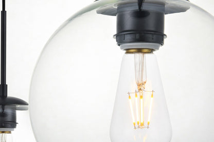 Elegant Furniture & Lighting - Baxter 7 Lights Black Pendant With Clear Glass - LD2230BK veiw 6