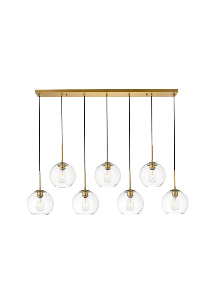 Elegant Furniture & Lighting - Baxter 7 Lights Brass Pendant With Clear Glass - LD2230BR veiw 1