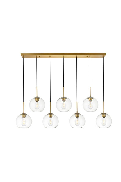 Elegant Furniture & Lighting - Baxter 7 Lights Brass Pendant With Clear Glass - LD2230BR veiw 1