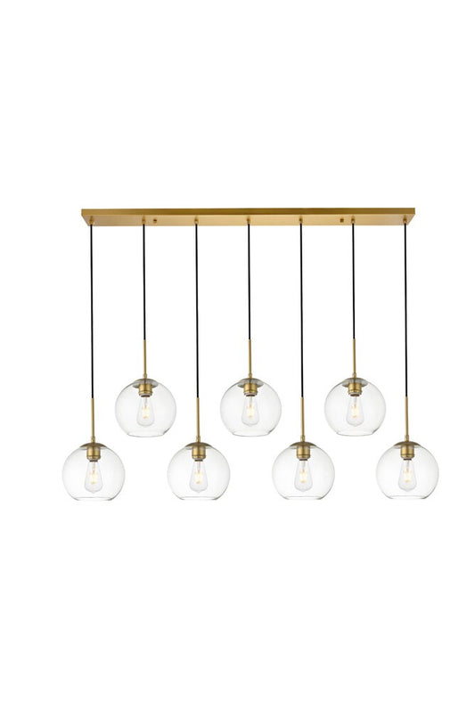 Elegant Furniture & Lighting - Baxter 7 Lights Brass Pendant With Clear Glass - LD2230BR veiw 1