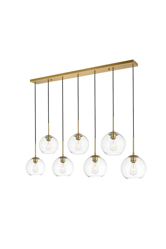 Elegant Furniture & Lighting - Baxter 7 Lights Brass Pendant With Clear Glass - LD2230BR veiw 3