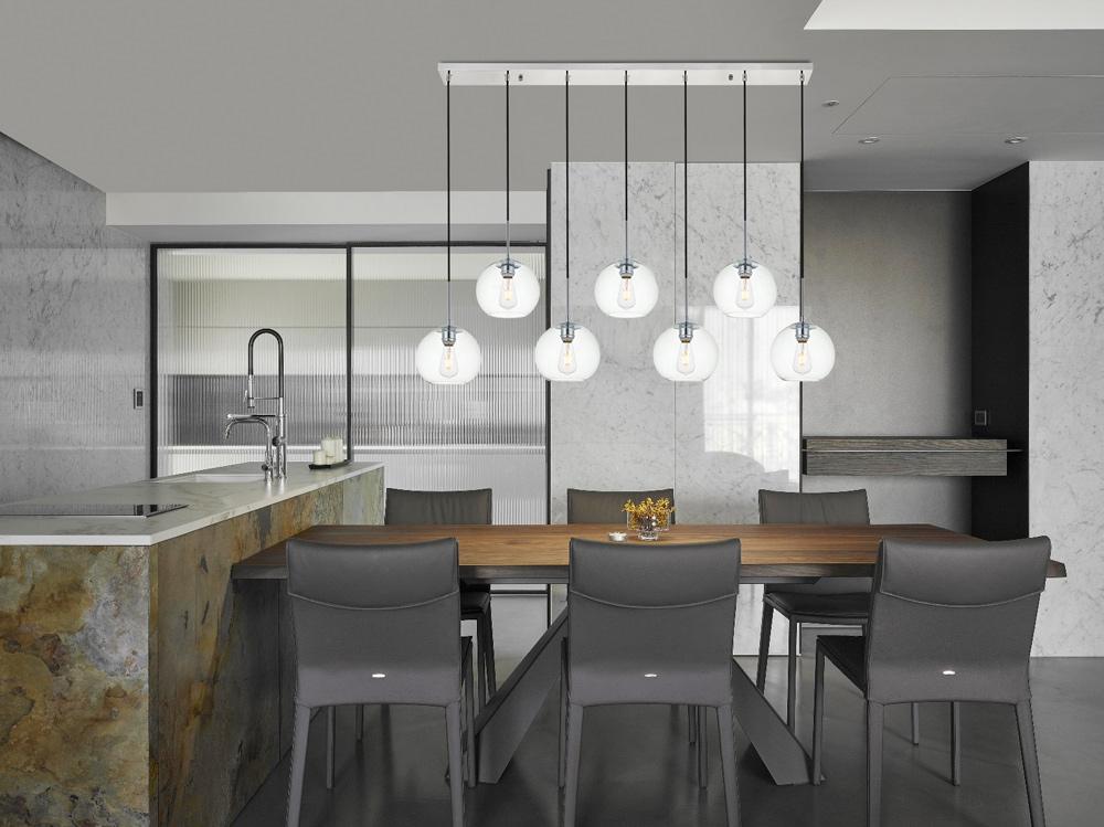 Elegant Furniture & Lighting - Baxter 7 Lights Chrome Pendant With Clear Glass - LD2230C veiw 2