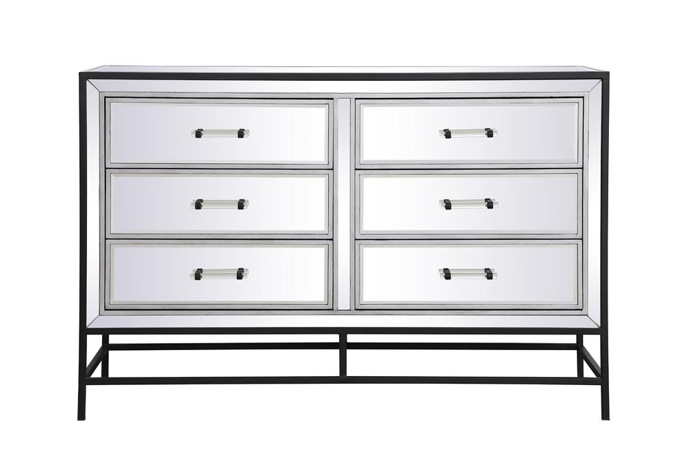 Elegant Furniture & Lighting - Beau 48 inch mirrored 6 drawers chest in black - MF73017BK veiw 1