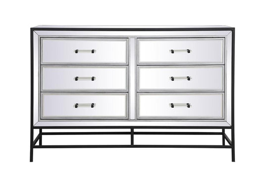 Elegant Furniture & Lighting - Beau 48 inch mirrored 6 drawers chest in black - MF73017BK veiw 1