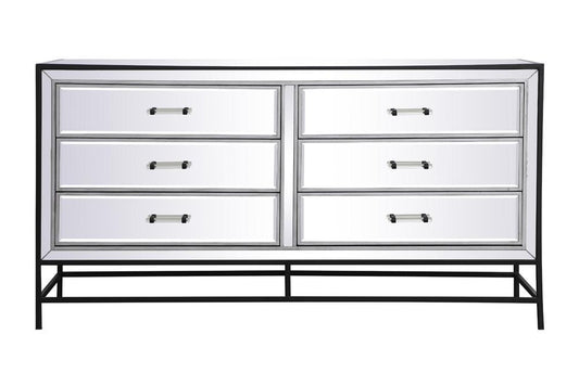 Elegant Furniture & Lighting - Beau 60 inch mirrored 6 drawers chest in black - MF73036BK veiw 1