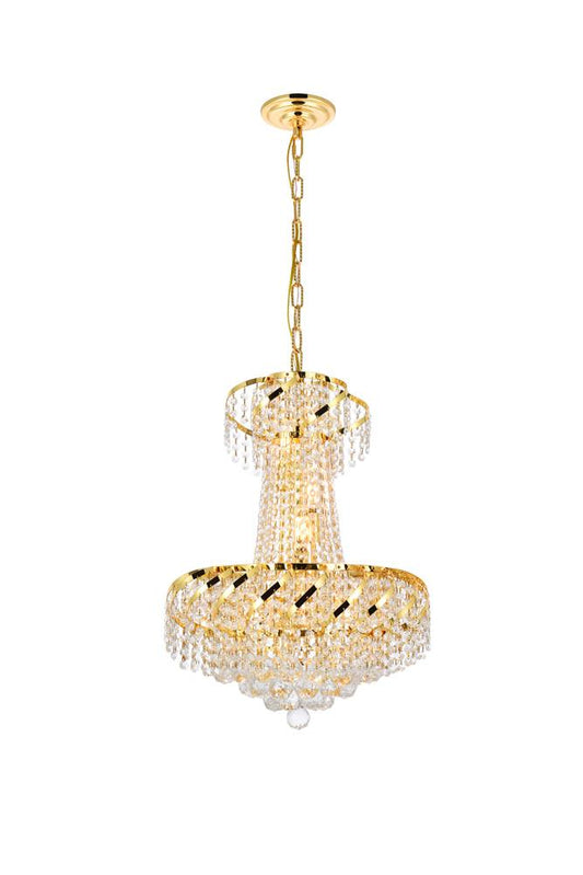 Elegant Furniture & Lighting - Belenus 6 light Gold Pendant Clear Royal Cut Crystal - VECA1D18G/RC veiw 1