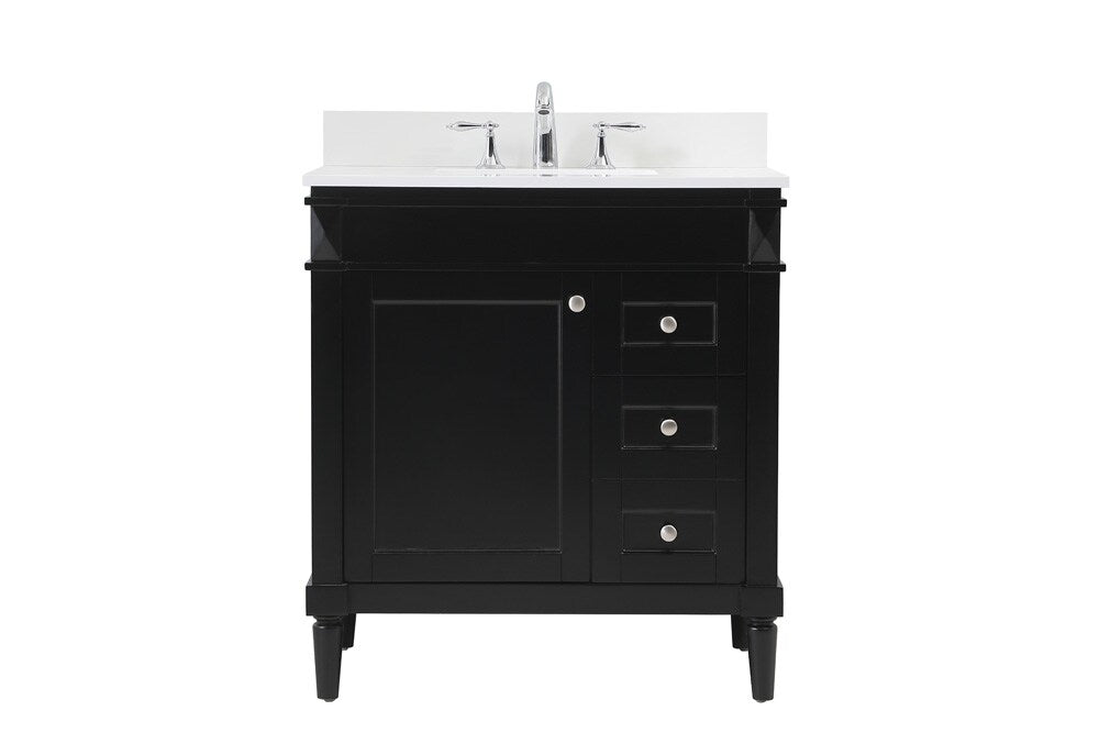 Elegant Furniture & Lighting - Bennett 32 inch Single bathroom vanity in black with backsplash - VF31832BK-BS veiw 1