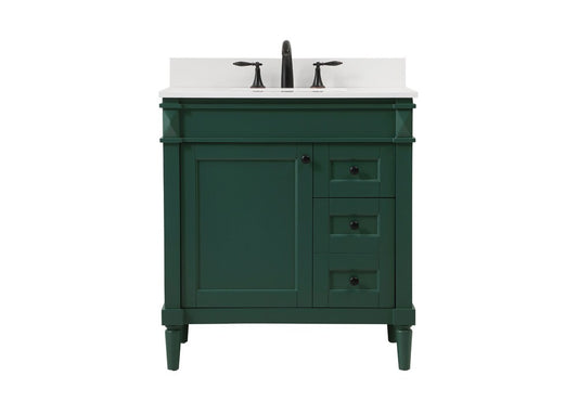 Elegant Furniture & Lighting - Bennett 32 inch Single bathroom vanity in green with backsplash - VF31832GN-BS veiw 1