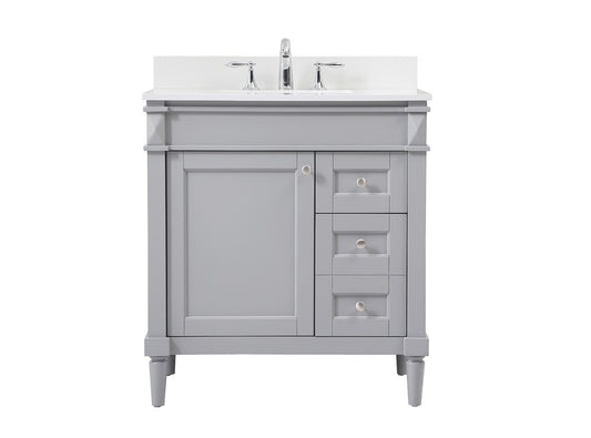 Elegant Furniture & Lighting - Bennett 32 inch Single bathroom vanity in grey with backsplash - VF31832GR-BS veiw 1