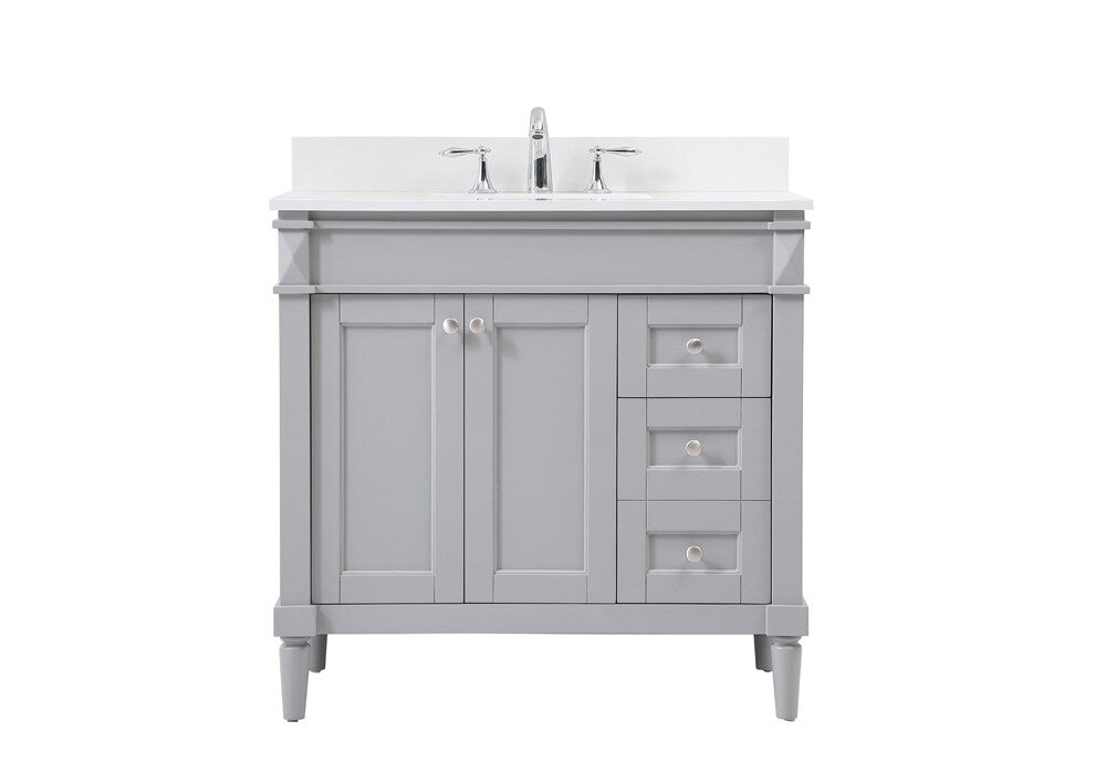 Elegant Furniture & Lighting - Bennett 36 inch Single bathroom vanity in grey with backsplash - VF31836GR-BS veiw 1