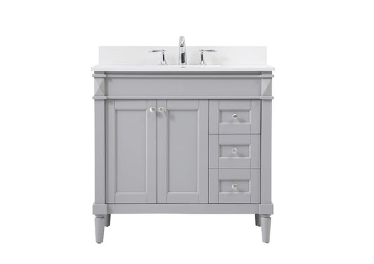Elegant Furniture & Lighting - Bennett 36 inch Single bathroom vanity in grey with backsplash - VF31836GR-BS veiw 1