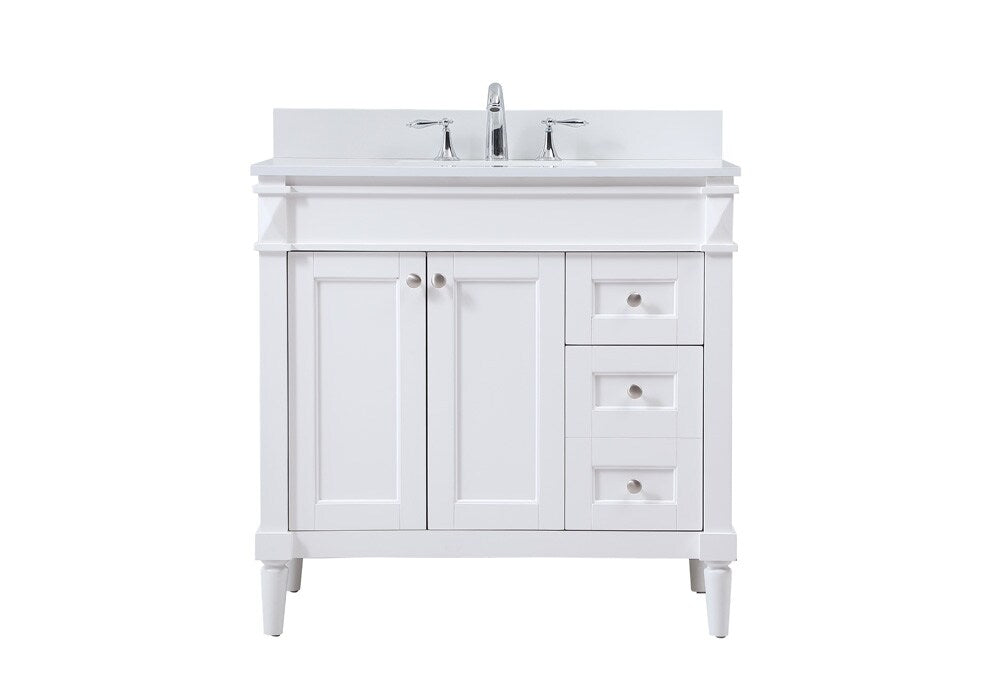 Elegant Furniture & Lighting - Bennett 36 inch Single bathroom vanity in white with backsplash - VF31836WH-BS veiw 1