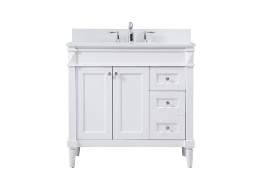 Elegant Furniture & Lighting - Bennett 36 inch Single bathroom vanity in white with backsplash - VF31836WH-BS veiw 1