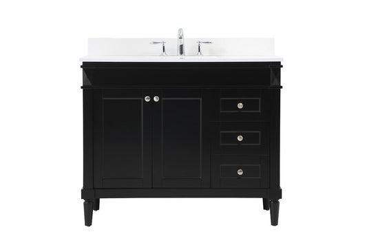 Elegant Furniture & Lighting - Bennett 42 inch Single bathroom vanity in black with backsplash - VF31842BK-BS veiw 1