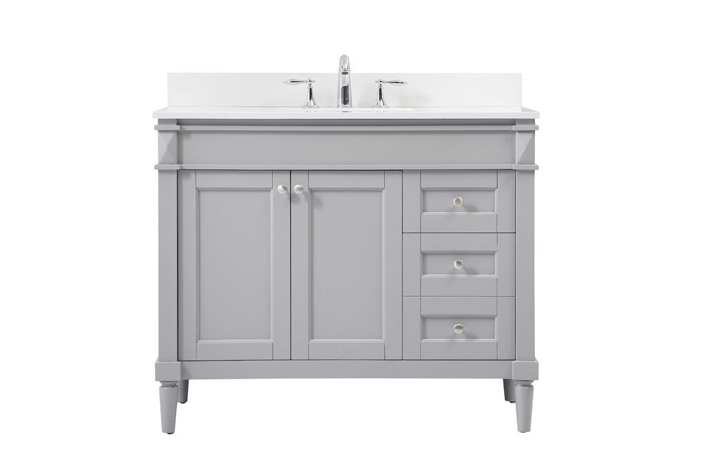 Elegant Furniture & Lighting - Bennett 42 inch Single bathroom vanity in grey with backsplash - VF31842GR-BS veiw 1