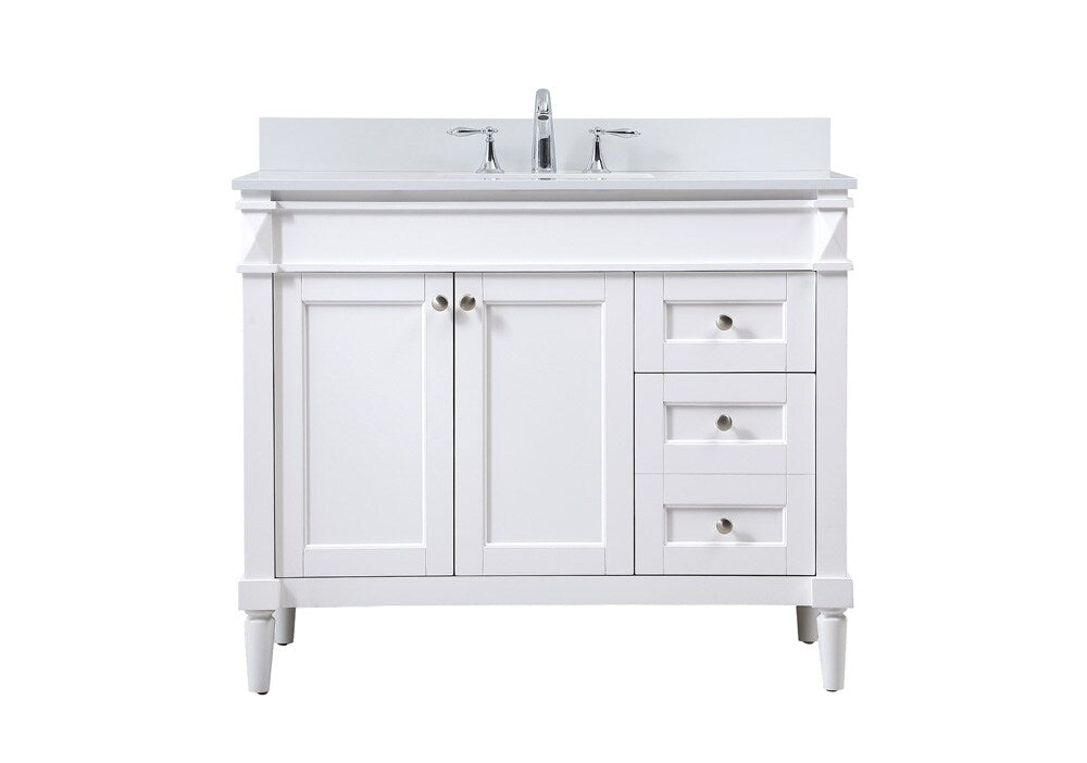 Elegant Furniture & Lighting - Bennett 42 inch Single bathroom vanity in white with backsplash - VF31842WH-BS veiw 1