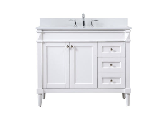 Elegant Furniture & Lighting - Bennett 42 inch Single bathroom vanity in white with backsplash - VF31842WH-BS veiw 1