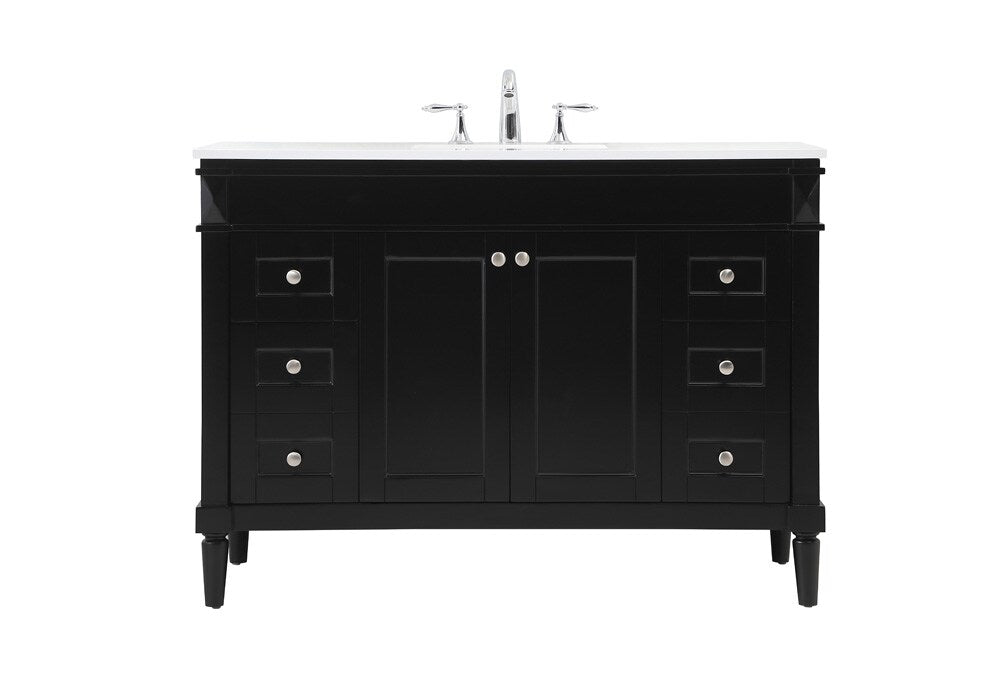 Elegant Furniture & Lighting - Bennett 48 inch Single bathroom vanity in black - VF31848BK veiw 1