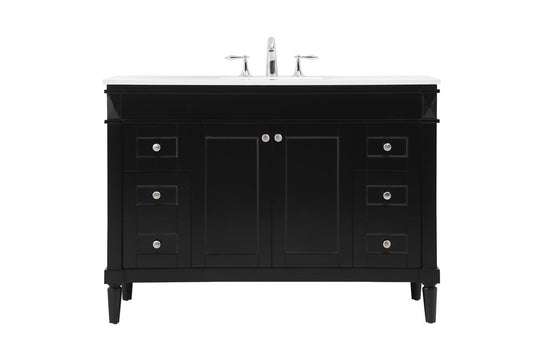 Elegant Furniture & Lighting - Bennett 48 inch Single bathroom vanity in black - VF31848BK veiw 1