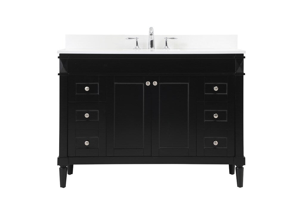 Elegant Furniture & Lighting - Bennett 48 inch Single bathroom vanity in black with backsplash - VF31848BK-BS veiw 1