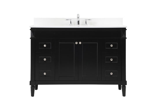 Elegant Furniture & Lighting - Bennett 48 inch Single bathroom vanity in black with backsplash - VF31848BK-BS veiw 1