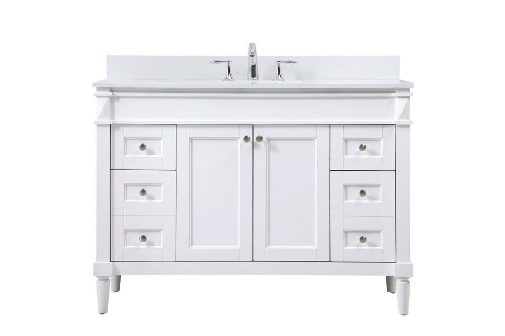 Elegant Furniture & Lighting - Bennett 48 inch Single bathroom vanity in white with backsplash - VF31848WH-BS veiw 1