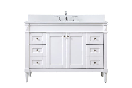 Elegant Furniture & Lighting - Bennett 48 inch Single bathroom vanity in white with backsplash - VF31848WH-BS veiw 1