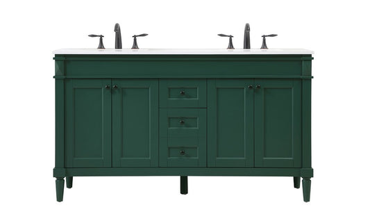 Elegant Furniture & Lighting - Bennett 60 inch double bathroom vanity in green - VF31860DGN veiw 1