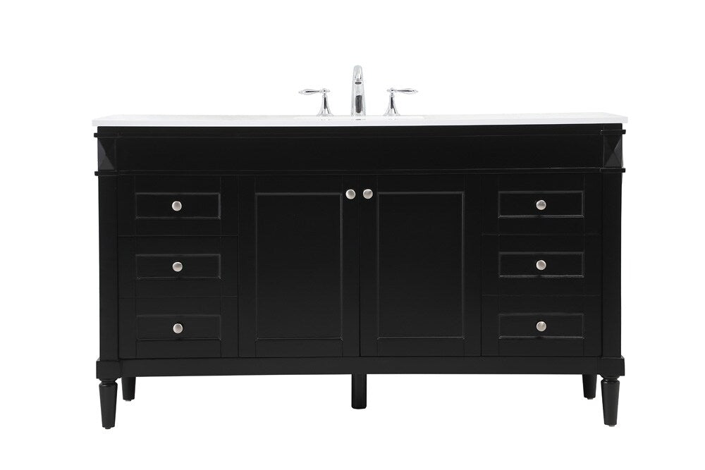 Elegant Furniture & Lighting - Bennett 60 inch Single bathroom vanity in black - VF31860BK veiw 1