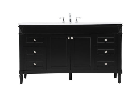 Elegant Furniture & Lighting - Bennett 60 inch Single bathroom vanity in black - VF31860BK veiw 1